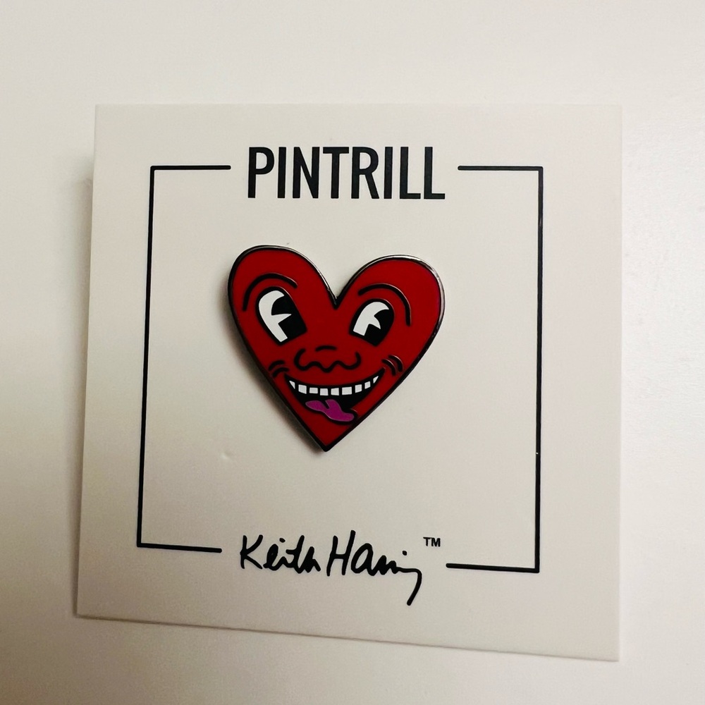 Pintrill heart/Keith Harring foundation pin NWT